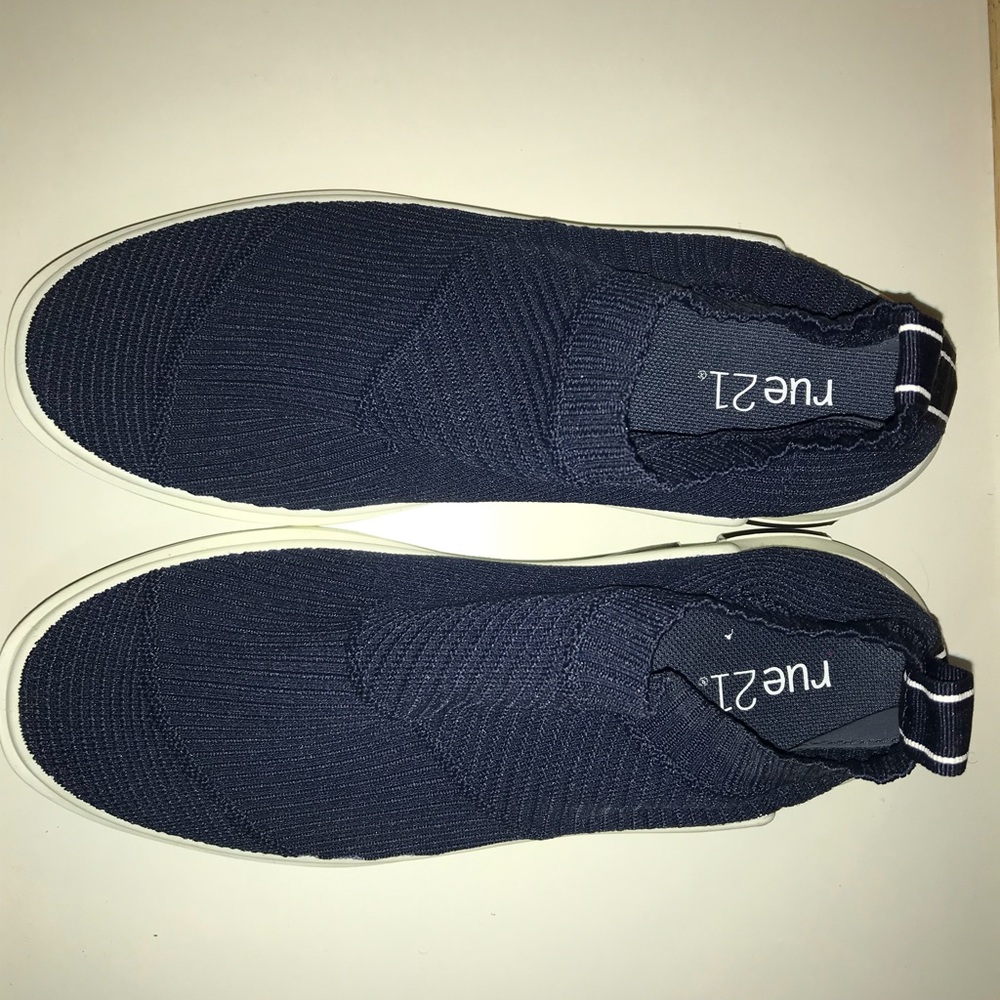 Navy Mesh Knit Sock Trainers